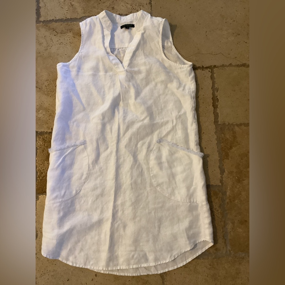 For Cynthia Beachwear Women's Size Small P White Tunic Top Linen Popover Beach